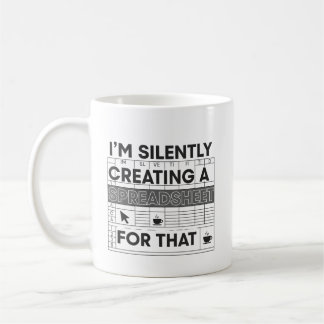 Tasse drôle Création silencieuse d'un tableur
