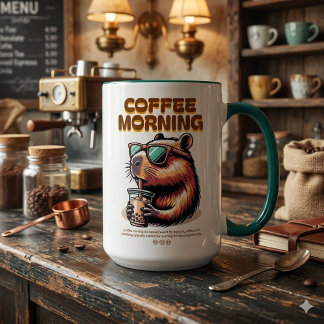 Tasse drôle de buveur de café capybara du matin