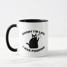 Tasse drôle de chat désolé d'être en retard je fai