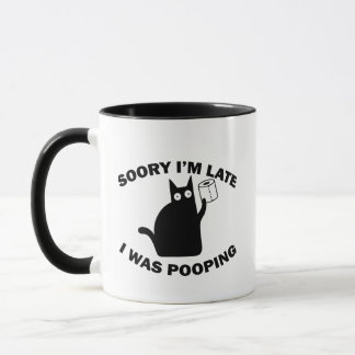 Tasse drôle de chat désolé d'être en retard je fai