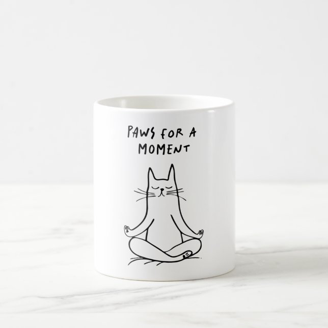 Tasse drôle de chat méditant - Pause un instant (Centre)