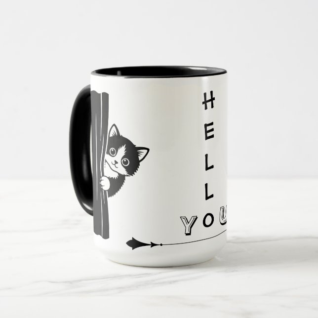 Tasse drôle de chat Peekaboo (Devant gauche)