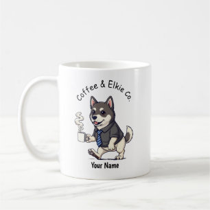 Tasse drôle de chien Elkhound norvégien en costume
