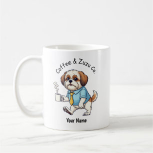 Tasse drôle de chien Shih Tzu en costume d'affaire
