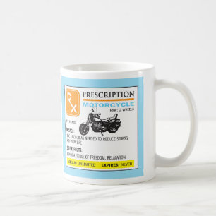 Tasse drôle de moto de prescription