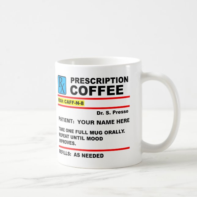 Tasse drôle de Rx de caféine de café de (Droite)