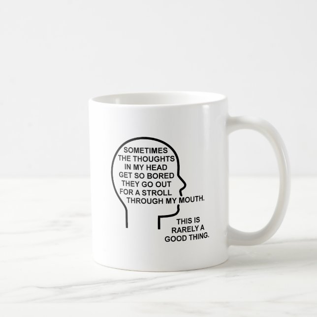 Tasse drôle ennuyée de pensées (Droite)