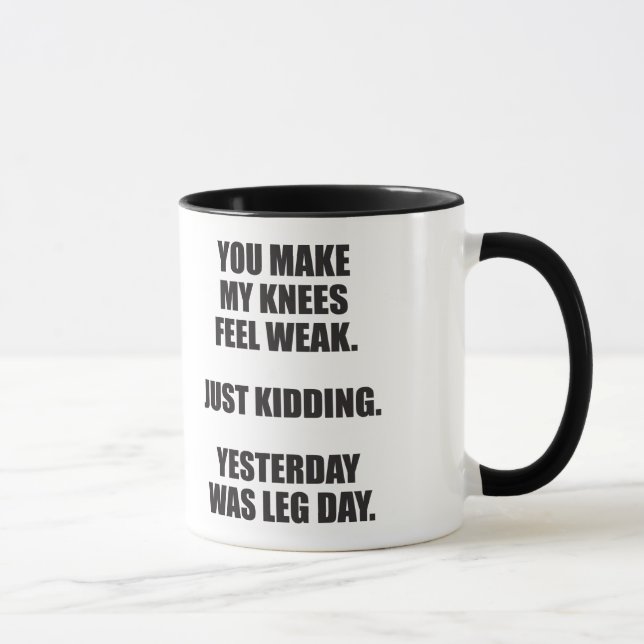Tasse Drôle Jour de la Jambe Dire - Bodybuilding Gym Hum (Droite)