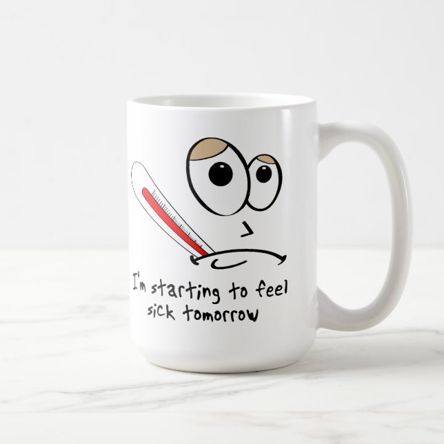 Tasse drôle se sentante de demain en difficulté (Droite)