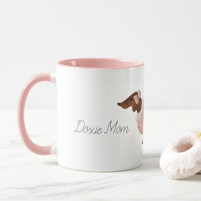 Tasse du café Mug| Doxie de teckel (Avec donut)