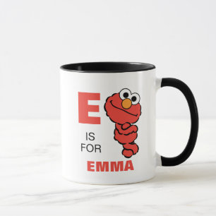 Tasse E est pour Elmo Ajouter Votre Nom