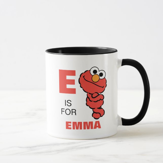 Tasse E est pour Elmo | Ajouter Votre Nom (Droite)