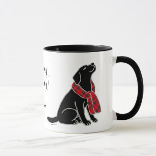 Tasse Écharpe noire 2 de tartan de Labrador