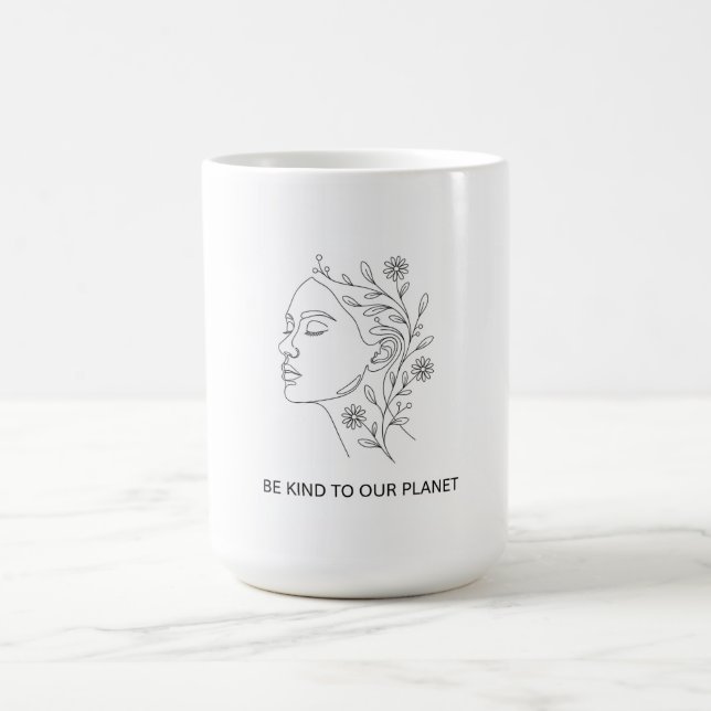 Tasse Éco Friendly Minimaliste Ligne Art Visage So (Centre)