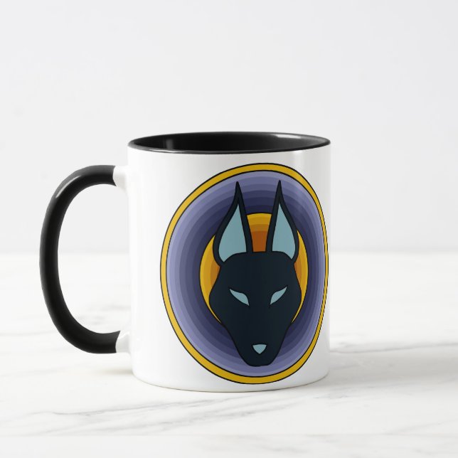 Tasse égyptienne antique de logo d'Anubis de Dieu (Gauche)