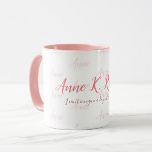 Tasse élégant féminin manuscrit nom rose blanc