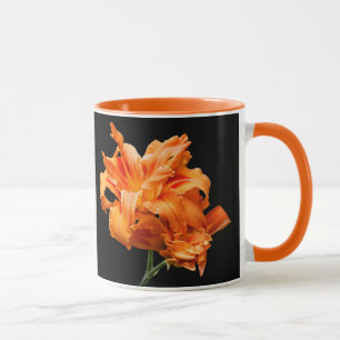 Tasse Élégant floral double orange diurne