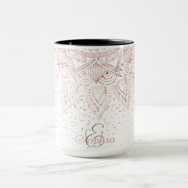 Tasse Elégant Rose Gold Dots Mandala (Centre)