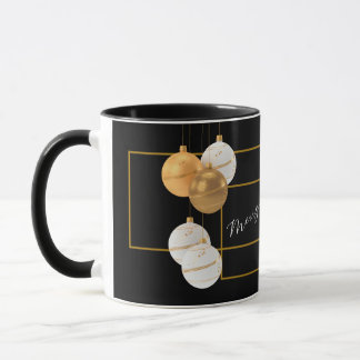 Tasse élégante noire et or personnalisée Joyeux No