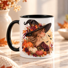 Tasse Élégante Sorcière Halloween | Lune d'Automne