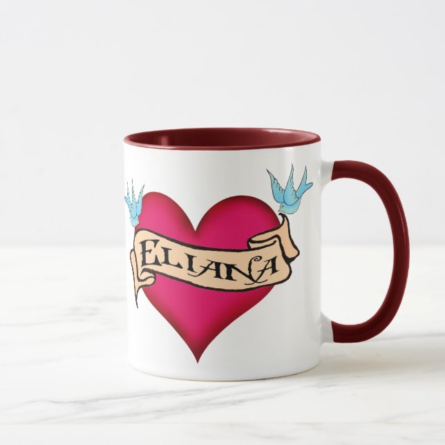 Tasse Eliana - tatouage fait sur commande de coeur (Droite)