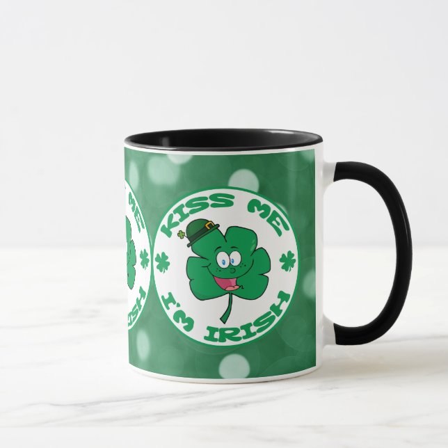 Tasse Embrasse-moi Je suis Irlandais Clover Face Green B (Droite)