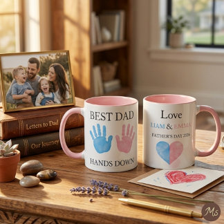 Tasse empreinte de main à l'aquarelle Meilleur Pap