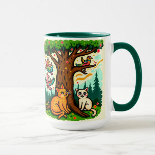 Tasse en céramique arbre et animaux inspirés de la