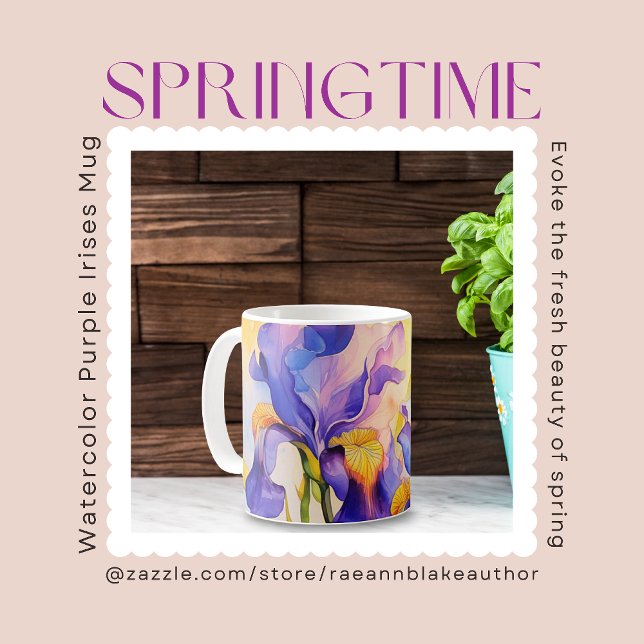 Tasse en céramique aux iris violets de printemps a (Créateur téléchargé)