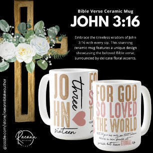 Tasse en céramique avec verset biblique Jean 3:16