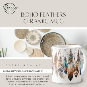 Tasse en céramique Boho Feathers