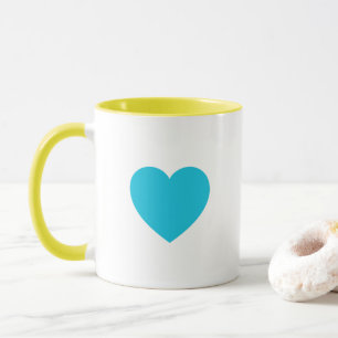 Tasse en céramique cœur jaune pastel et bleu sarce
