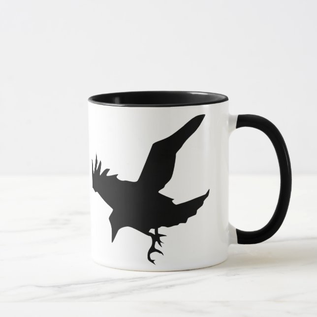 Tasse en céramique de silhouette de Raven de vol (Droite)