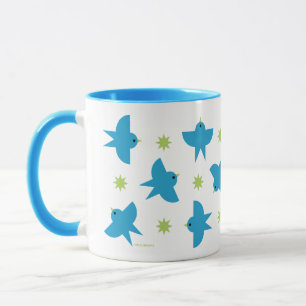 Tasse en céramique motif oiseaux bleus volants