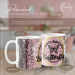 Tasse en céramique personnalisée Papillon anti-soc