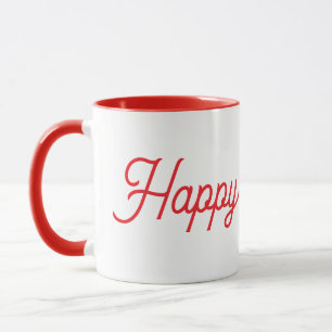 Tasse en céramique rouge et blanc "Bonne Année"