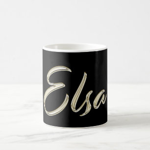 Tasse en écriture manuscrite Elsa or blanc Tasse à