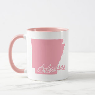 Tasse en forme de l'État de l'Arkansas rose