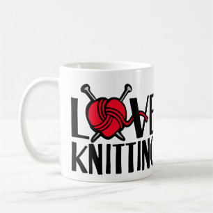 Tasse en laine rouge graphique tricot amour
