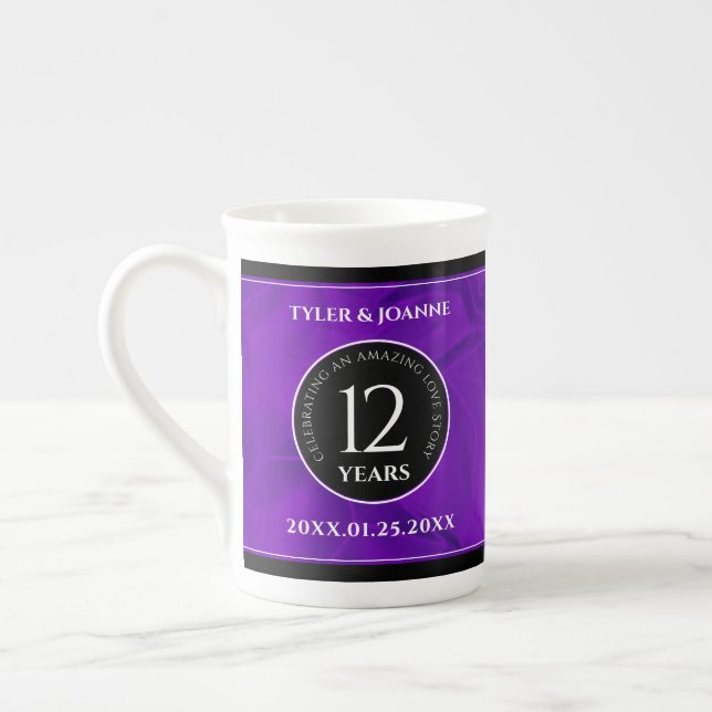 Tasse En Porcelaine 12ème anniversaire de la Mariage de soie (Gauche)