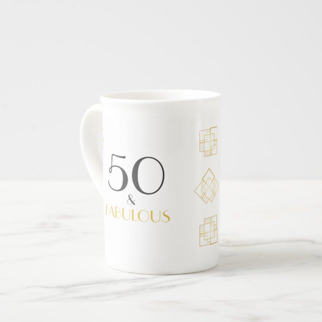 Tasse En Porcelaine 50 et fabuleux cadeau d'anniversaire Art déco (Devant gauche)