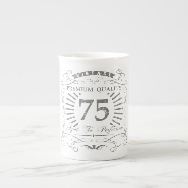Tasse En Porcelaine 75e anniversaire Gag cadeau (Devant)