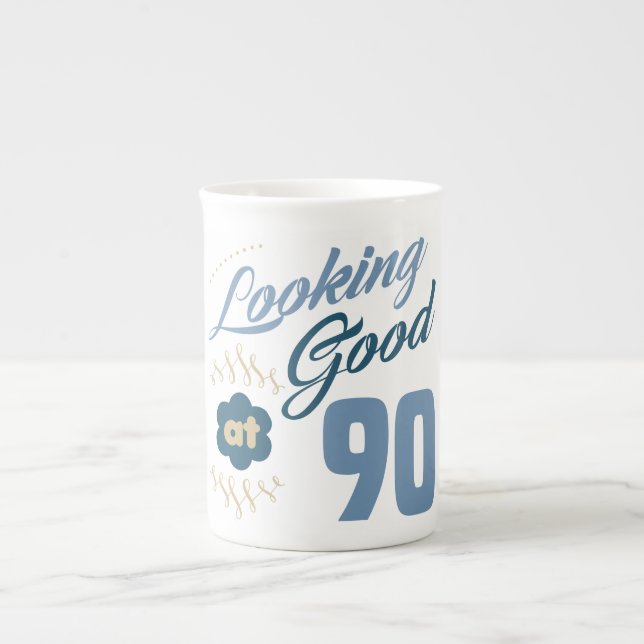 Tasse En Porcelaine 90e anniversaire à l'air bon (Devant)