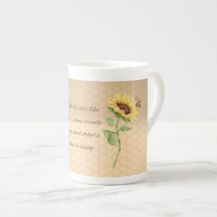 Tasse En Porcelaine Abeille et tournesol