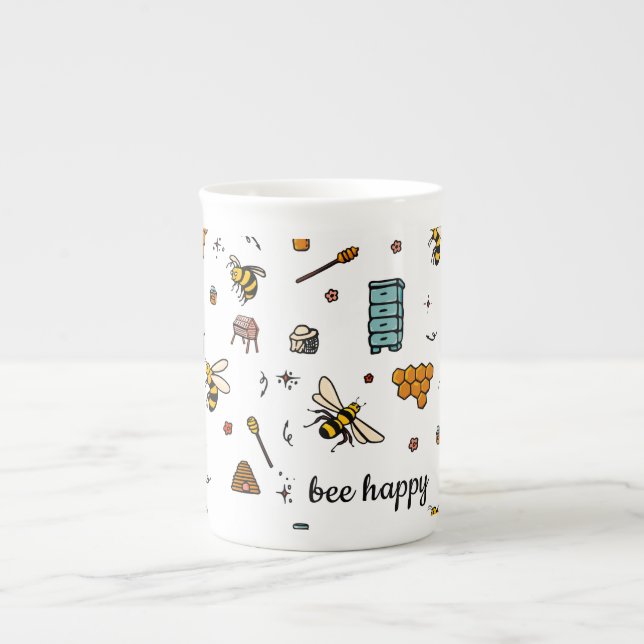 Tasse En Porcelaine Abeille joyeux jolies abeilles mot art (Devant)