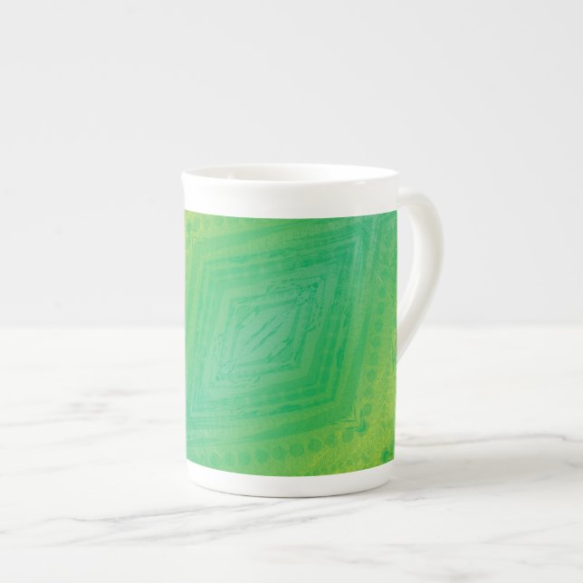 Tasse En Porcelaine Acceptation | Motif de Shibori jaune bleu (Devant droit)
