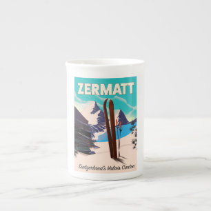 Tasse En Porcelaine Affiche de vacances de Zermatt Ski
