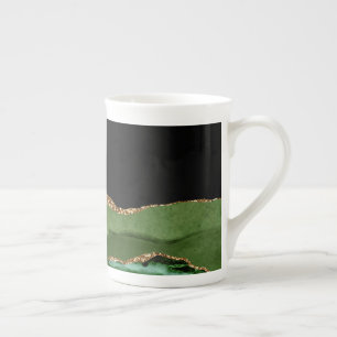 Tasse En Porcelaine Agate Marbré Vert Émeraude Contemporain