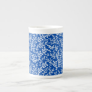 Tasse En Porcelaine Agritourisme simple motif floral bleu