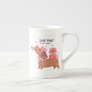 Tasse En Porcelaine Aimez-vous quatre-jamais mignon chien français Dac